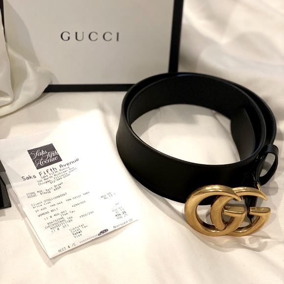 Gucci Double G buckle wide belt, black, Marmont style - Picture 6 of 6